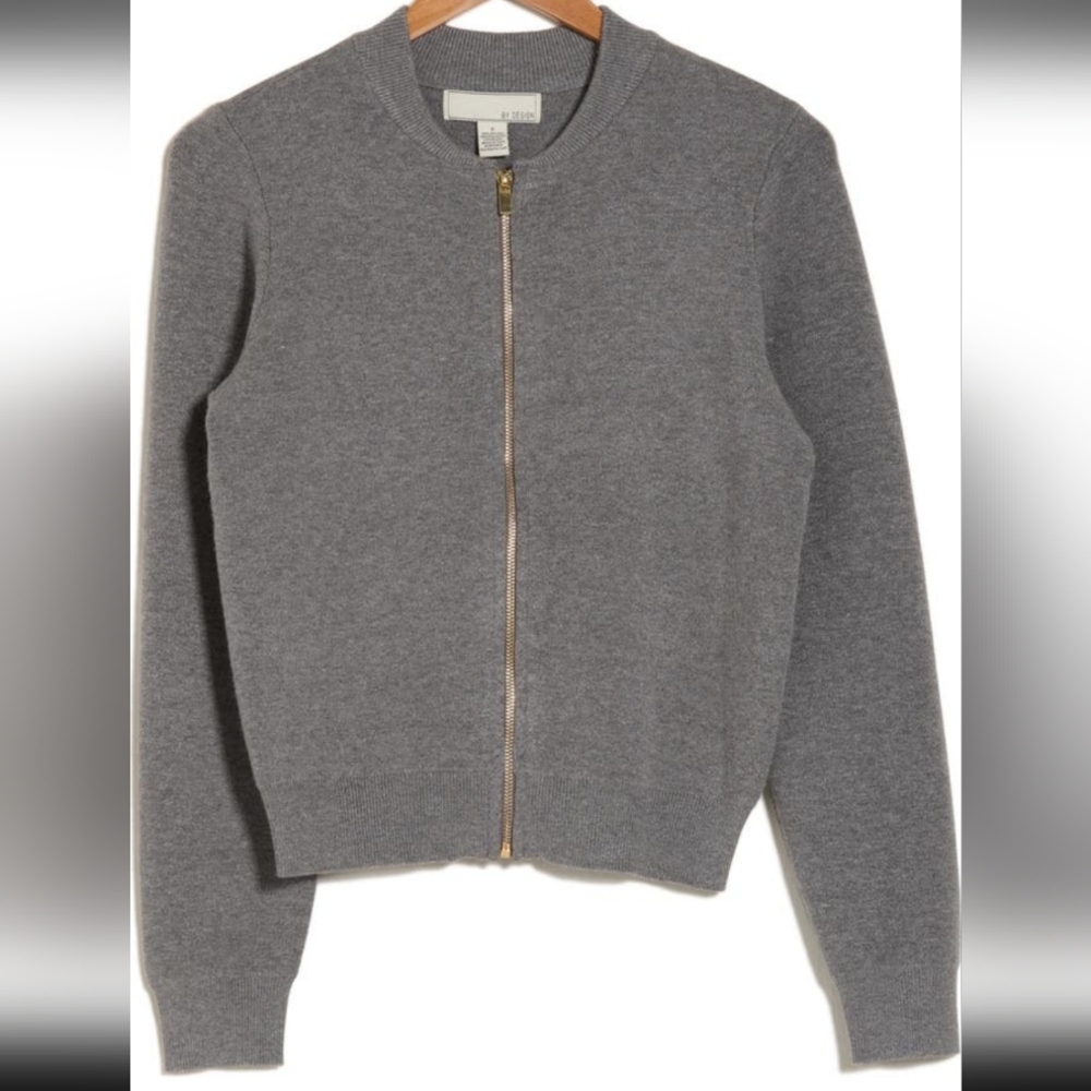 By Design Jenny Double Knit Heather Grey Full Zip Jacket Size Large Nwt ❤️